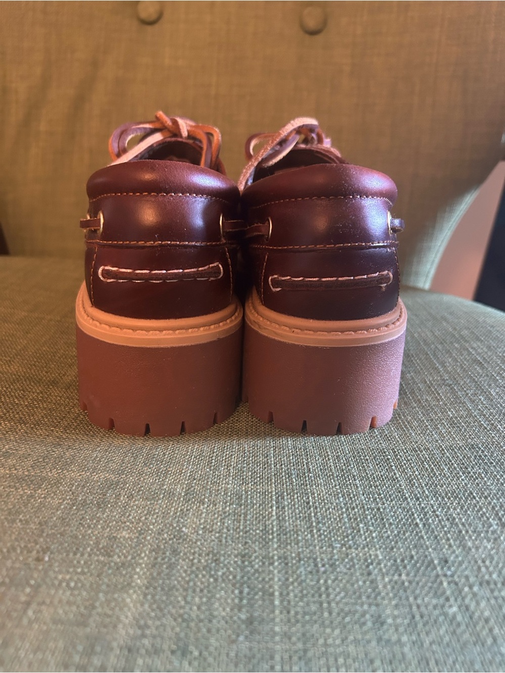 Timberland ‘root beer’ Leather stone street platform boat shoes - Picture 4 of 4